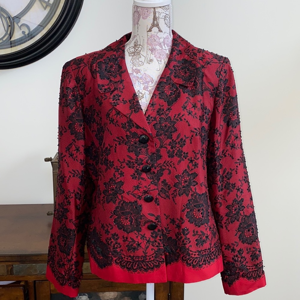 EUC Victor Costa Occasion Dressy Silk Blazer L